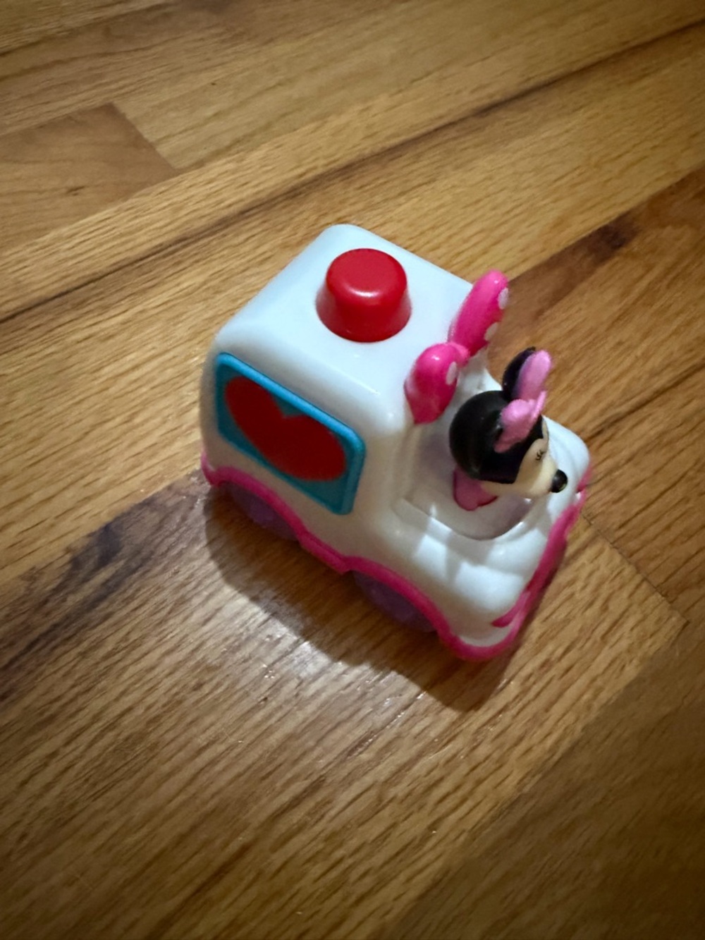 Disney White and Pink Minnie Mouse Push Car with Red Button